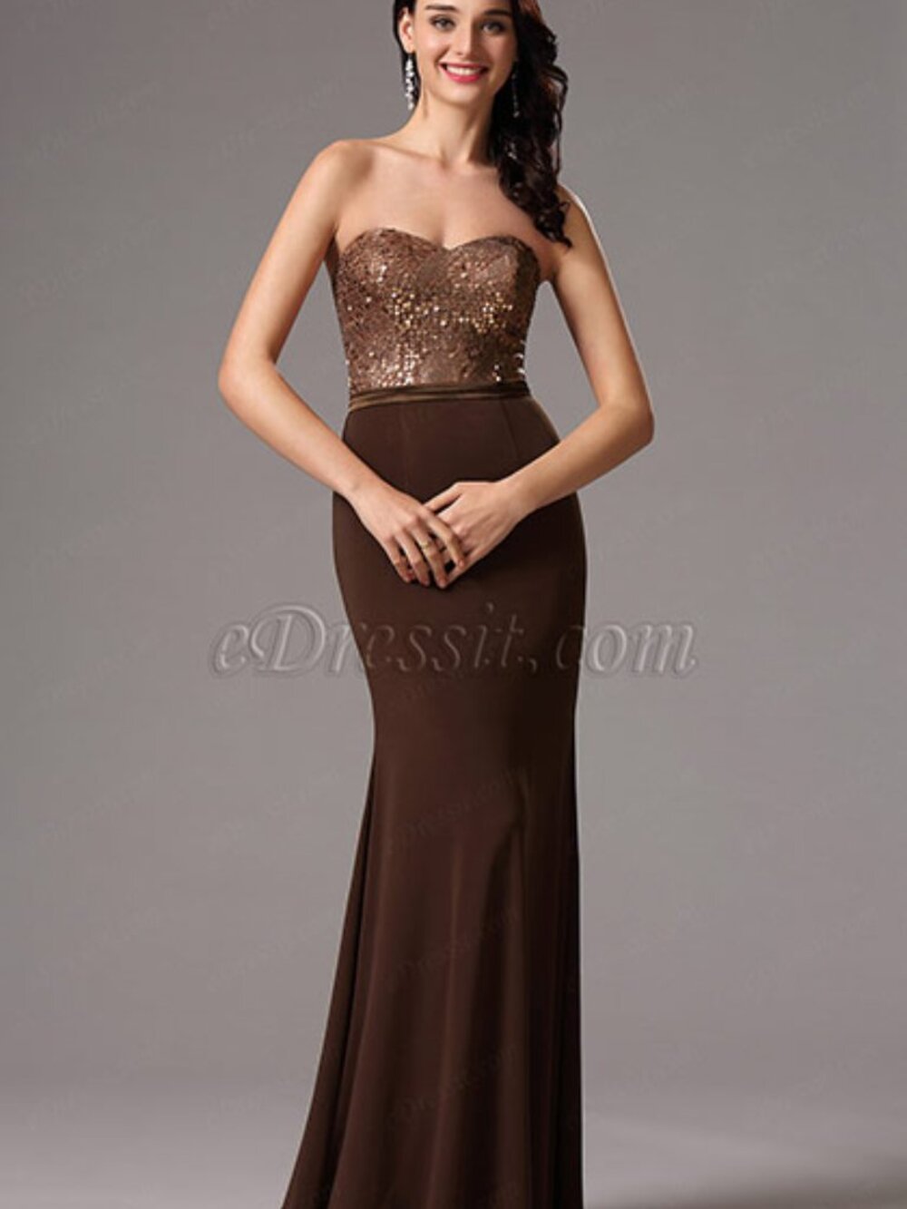 Edressit Strapless Brown Gown Size 12